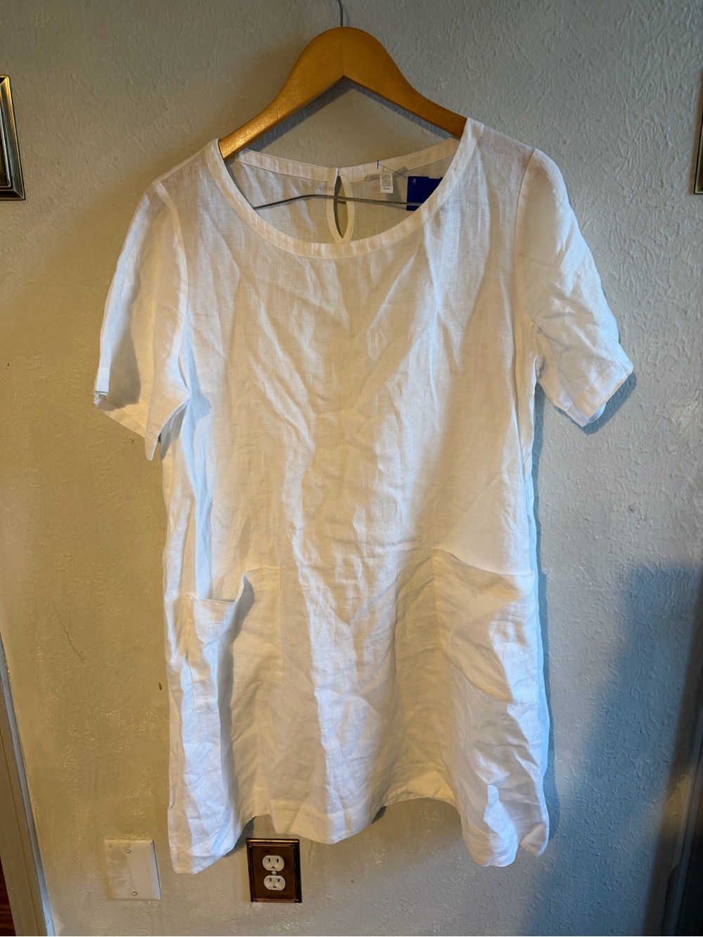 Eileen Fisher White Short-Sleeve Linen Tunic